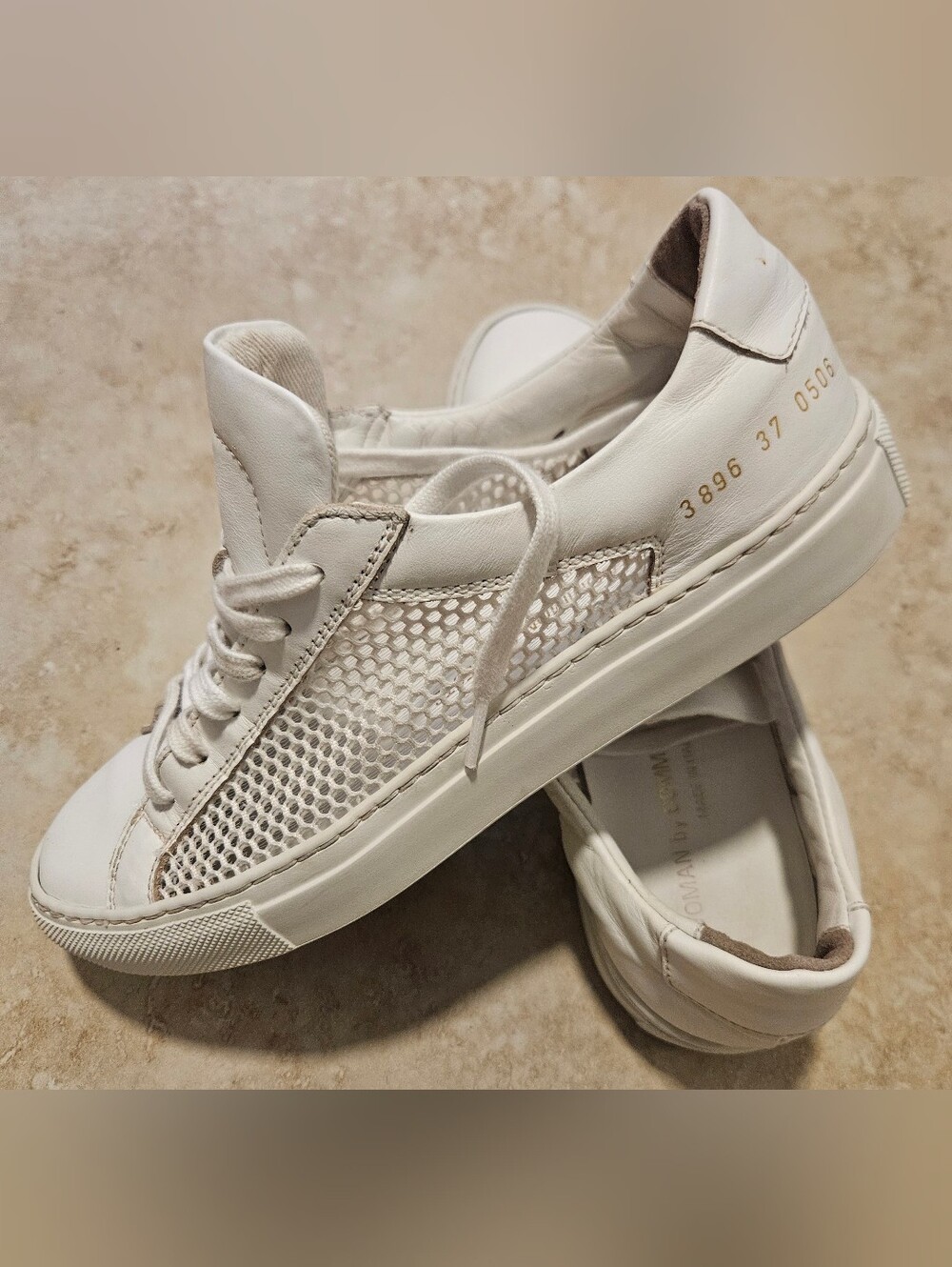 Common Projects White Leather & Mesh Achilles Low Sneakers - Size 37 (US 6.5-7)